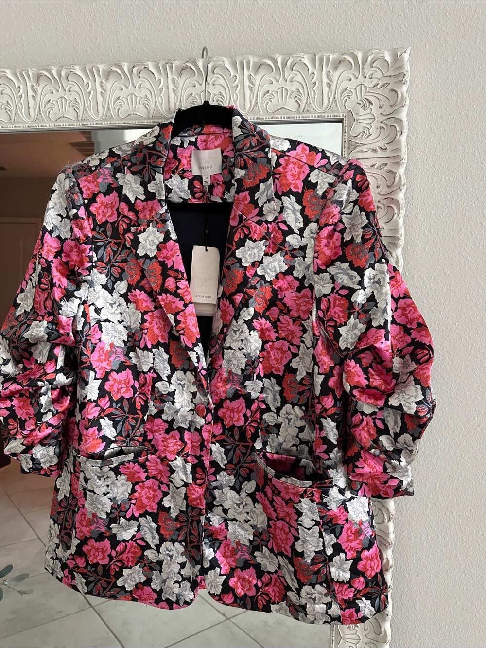 Cinq a sept Kylie Floral Satin Blazer